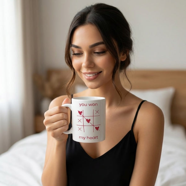 You Won My Heart Mug - Tic Tac Toe Valentine's Gift | Playful  Ceramic